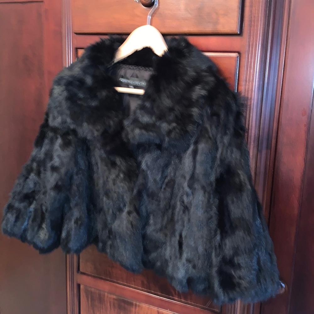 Adrienne Landau black fur jacket